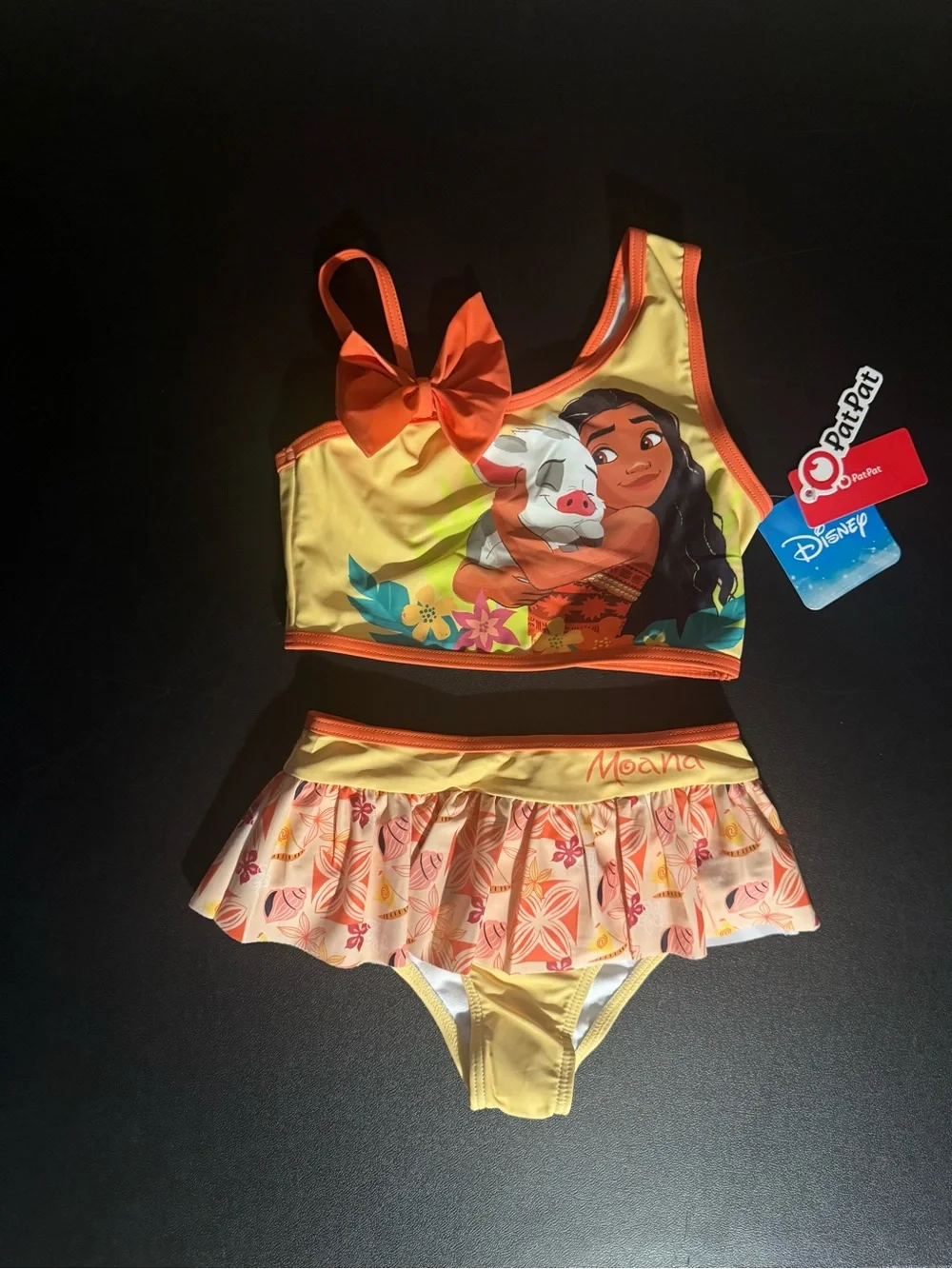 PatPat, Disney Moana and Pua, Girl’s 4Y/5Y, two-piece Ruffle Skirt swimsuit. New